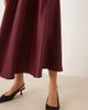 YAS YAS volume satin circle midi skirt in burgundy-Red - 2