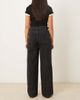 YAS YAS wide leg jeans with buckle waist adjusters in dark gray wash - 2