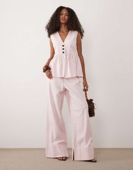 YAS YAS wide leg pants in pale pink - part of a set