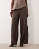 YAS YAS wide leg satin pants in chocolate brown - 1