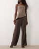 YAS YAS wide leg satin pants in chocolate brown - 2