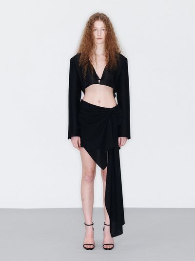 YCH ASYMMETRIC MINI SKIRT (BLACK)