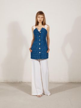 YCH BUSTIER LAYERED DRESS_BLUE