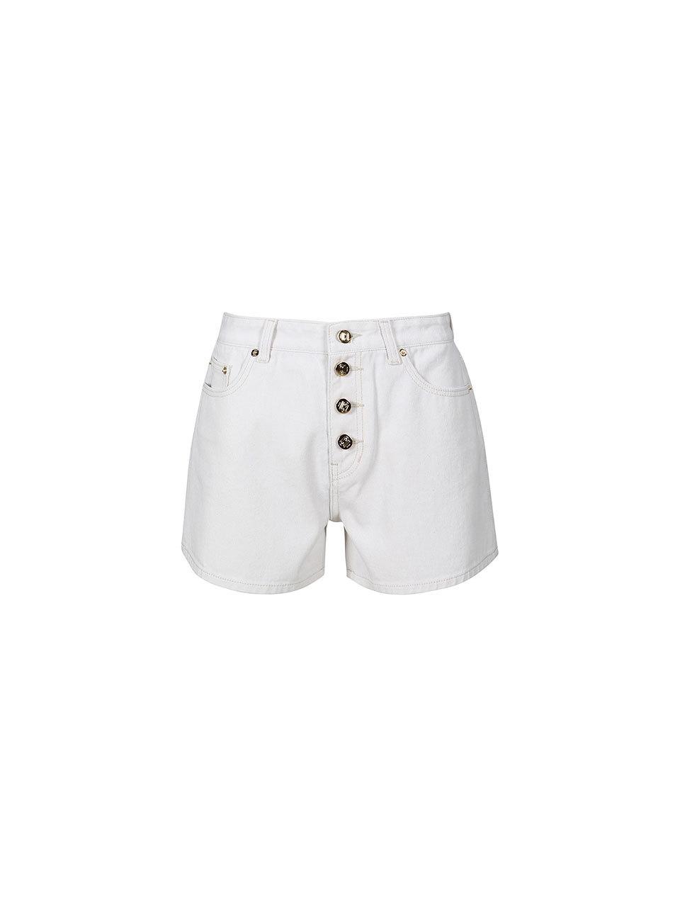YCH BUTTON FRONT DENIM SHORTS (WHITE)