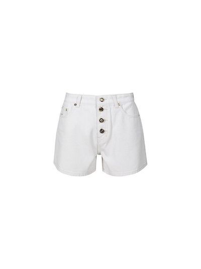 YCH BUTTON FRONT DENIM SHORTS (WHITE)