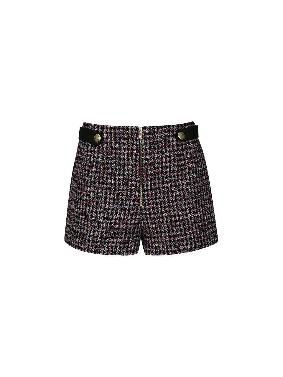 YCH BUTTON TWEED SHORTS (BLACK)
