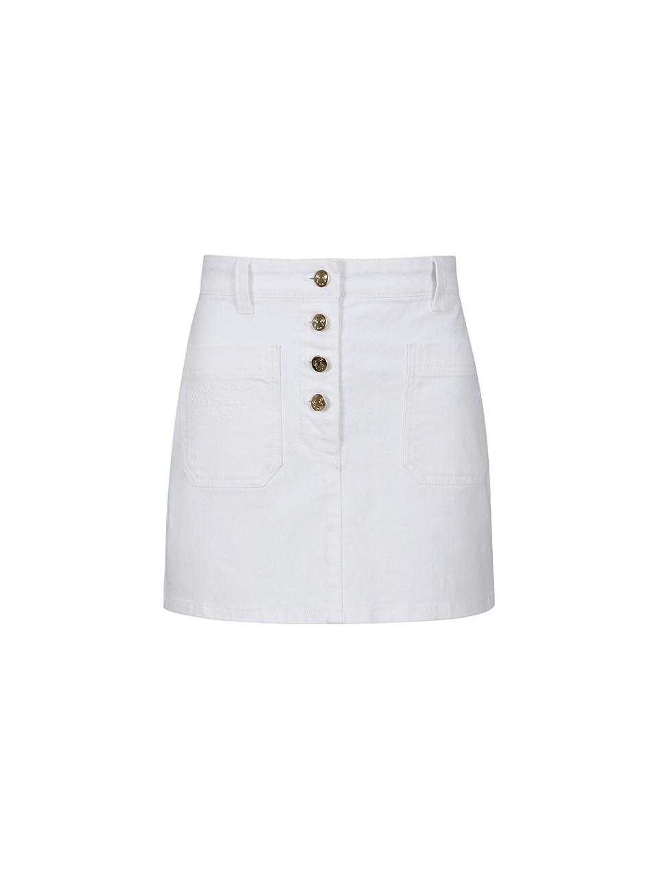 YCH BUTTONED DEMIM SKIRT (WHITE)