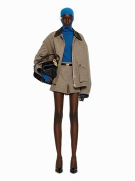 YCH CASHMERE BLENDED TWEED JACKET BROWN (W24OT0162BR)