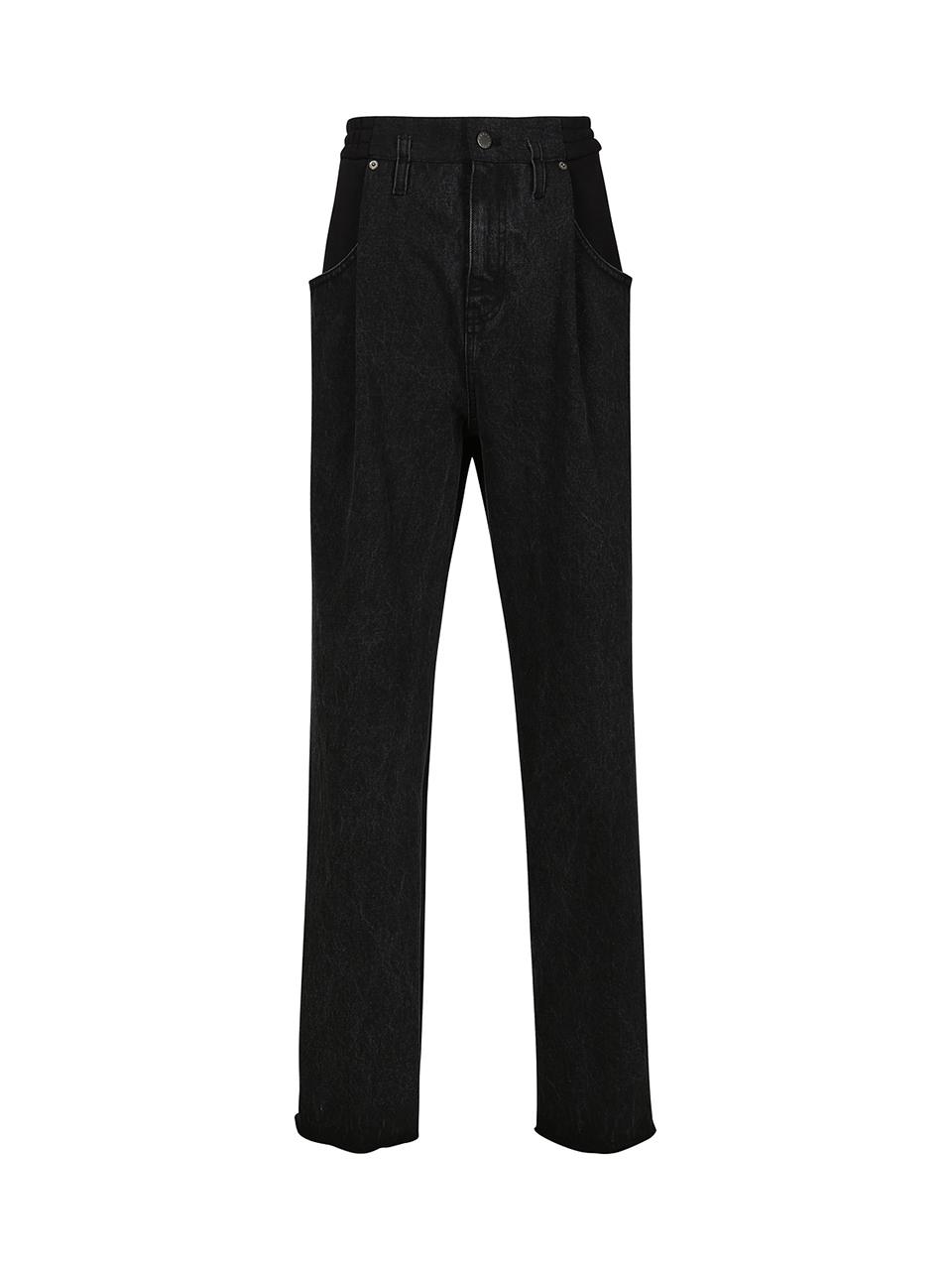 YCH CONTRAST WIDE LEG JEANS (BLACK)