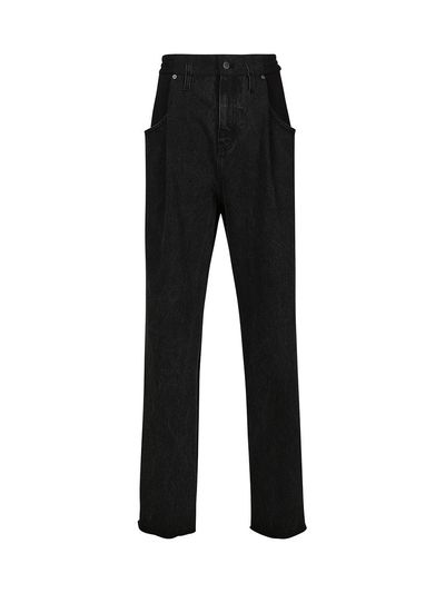 YCH CONTRAST WIDE LEG JEANS (BLACK)
