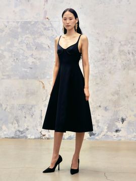 YCH CORSET MIDI DRESS NAVY (F24DJ6011NV)