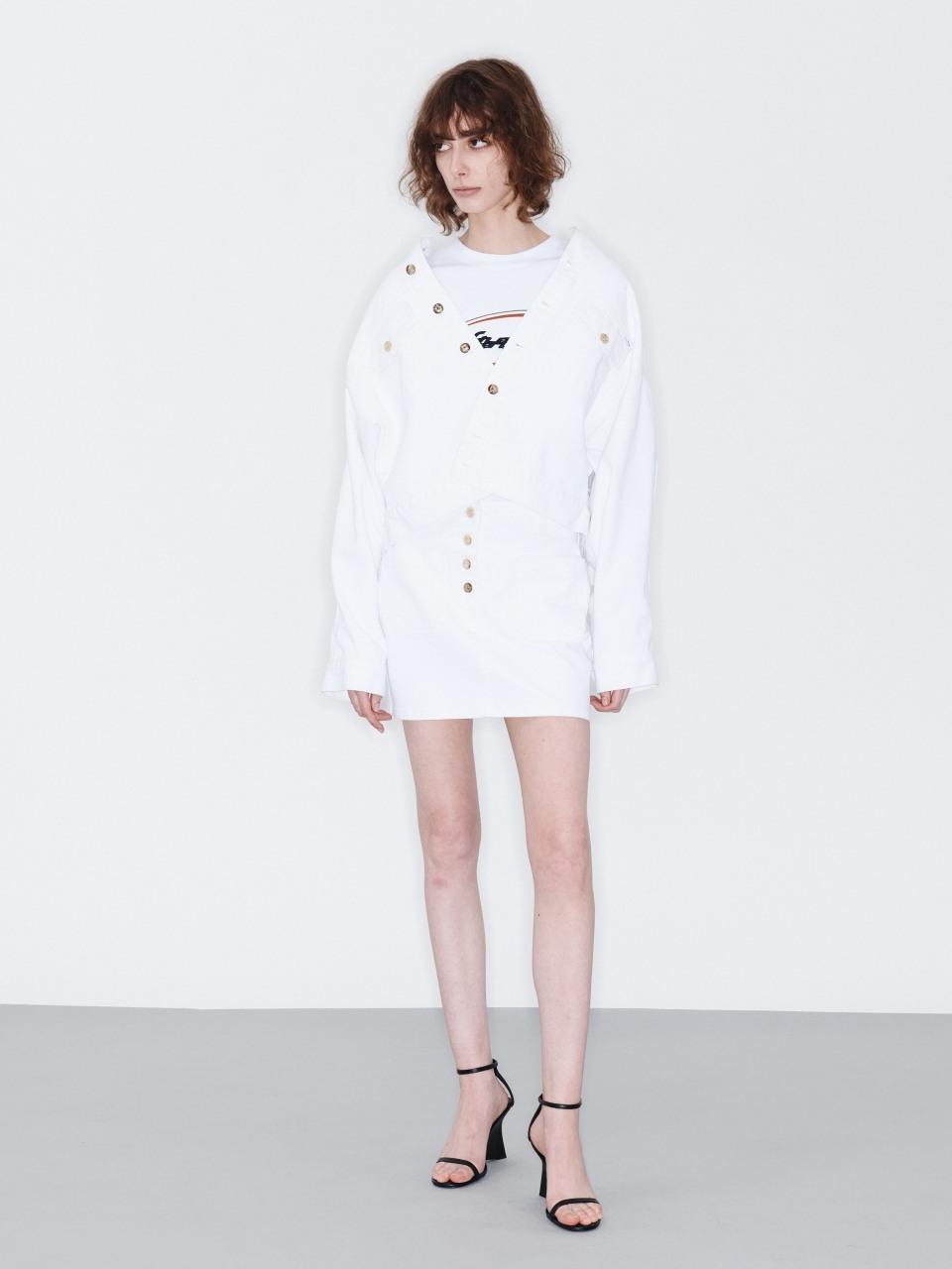 YCH CREW-NECK DENIM CROPPED JACKET