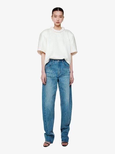 YCH CRYSTAL EMBELLISHED STRAIGHT LEG JEANS BLUE (F24DB