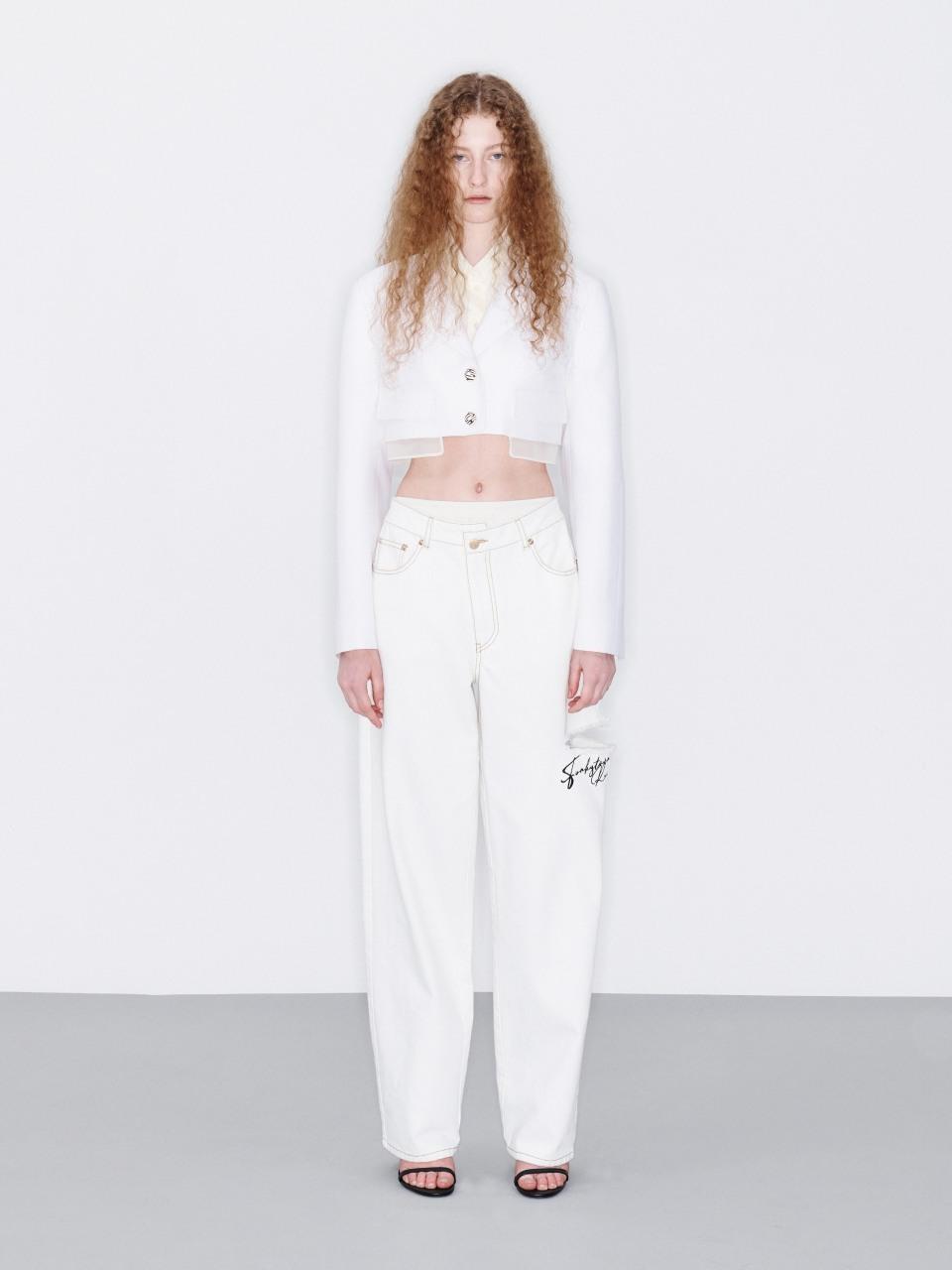 YCH CUT-OUT STRAIGHT LEG JEANS
