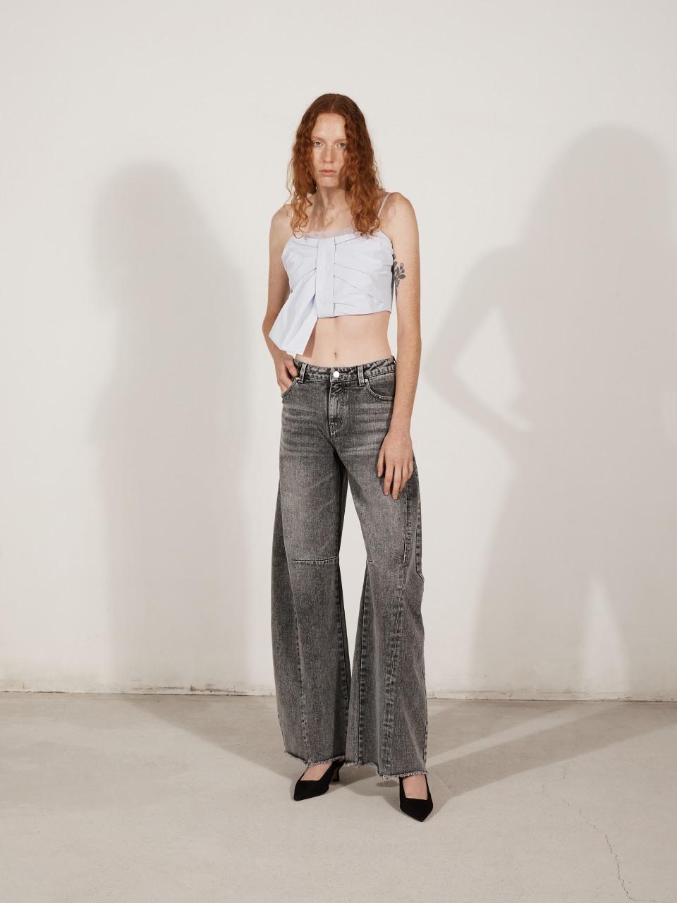 YCH CUT OUT WIDE JEANS_GREY