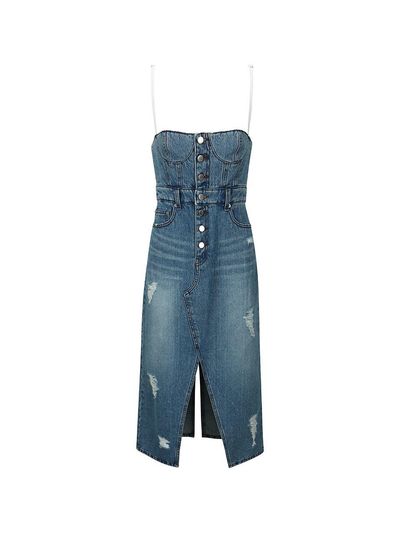 YCH DENIM CUT-OUT DRESS (BLUE)