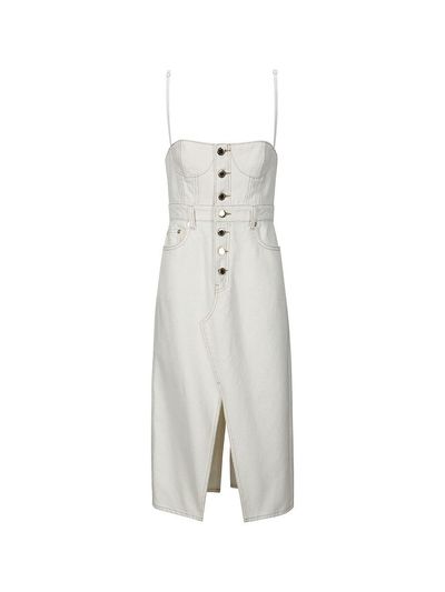 YCH DENIM CUT-OUT DRESS (WHITE)