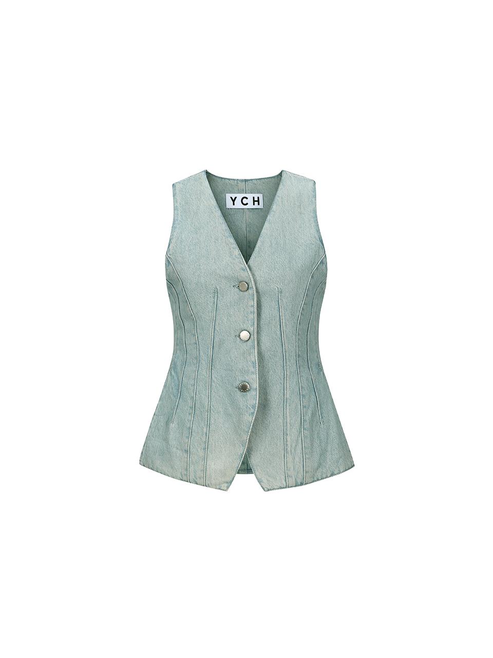 YCH DENIM SLIMFIT VEST (BLUE)