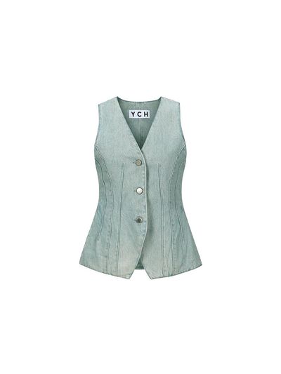 YCH DENIM SLIMFIT VEST (BLUE)