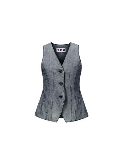 YCH DENIM SLIMFIT VEST (GREY)