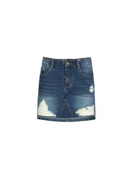 YCH DISTRESSED DENIM SKIRTS_NAVY