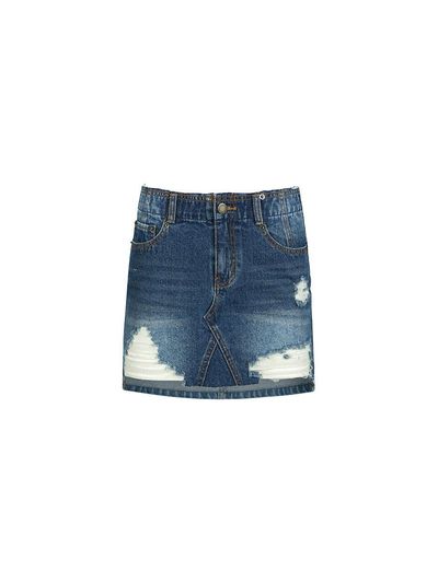 YCH DISTRESSED DENIM SKIRTS_NAVY