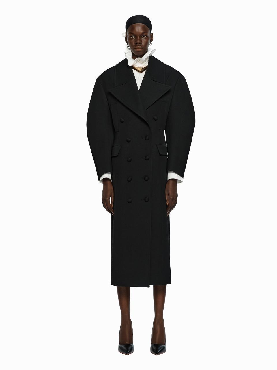 YCH DOUBLE BREASTED LONG COAT BLACK (W24CT1051BK)