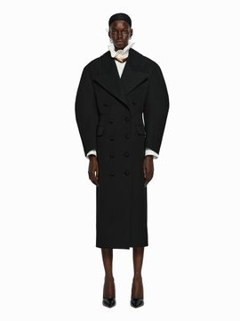 YCH DOUBLE BREASTED LONG COAT BLACK (W24CT1051BK)