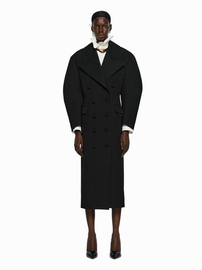 YCH DOUBLE BREASTED LONG COAT BLACK (W24CT1051BK)