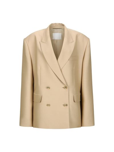 YCH DOUBLE BREASTED SILK BLEND BLAZER BEIGE (F24JK1121