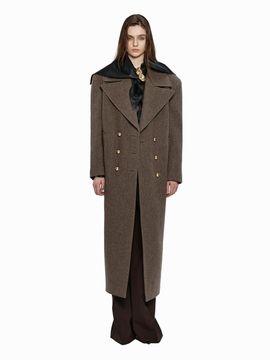YCH DOUBLE BREASTED WOOL COAT BROWN (W24CT1041BR)
