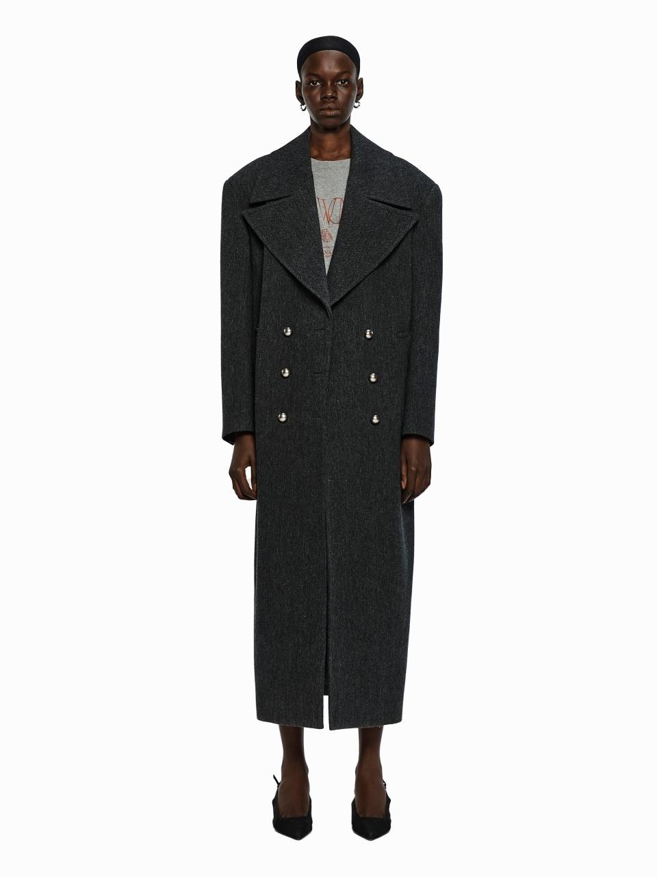 YCH DOUBLE BREASTED WOOL COAT GREY (W24CT1041GY)