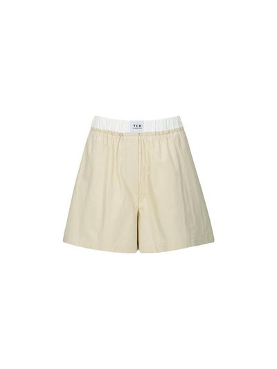 YCH ELASTICATED WAISTBAND SHORTS (BEIGE)