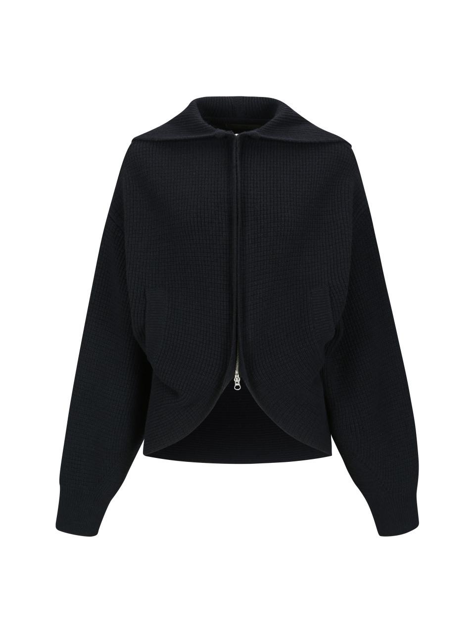 YCH FLAT COLLAR ZIP UP KNIT JACKET NAVY (F24KT8041NV)