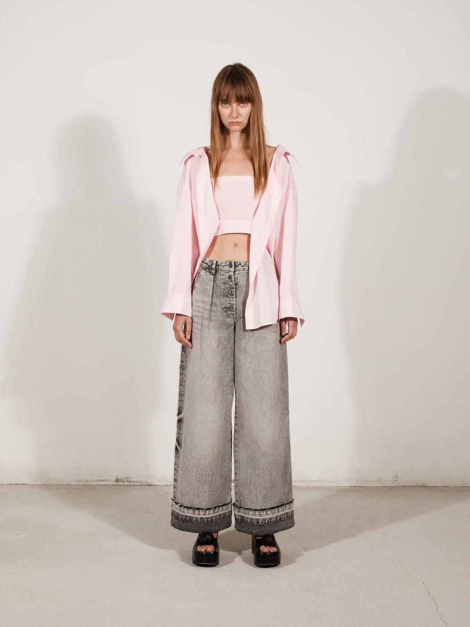 YCH FOLDED EDGE WIDE PANTS_GREY