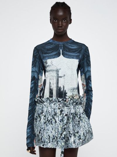 YCH Garden Graphic Printed T-shirt [Blue] (R25TS11161BL)