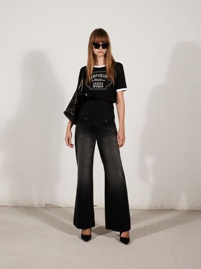 YCH LAYERED WIDE JEANS_BLACK