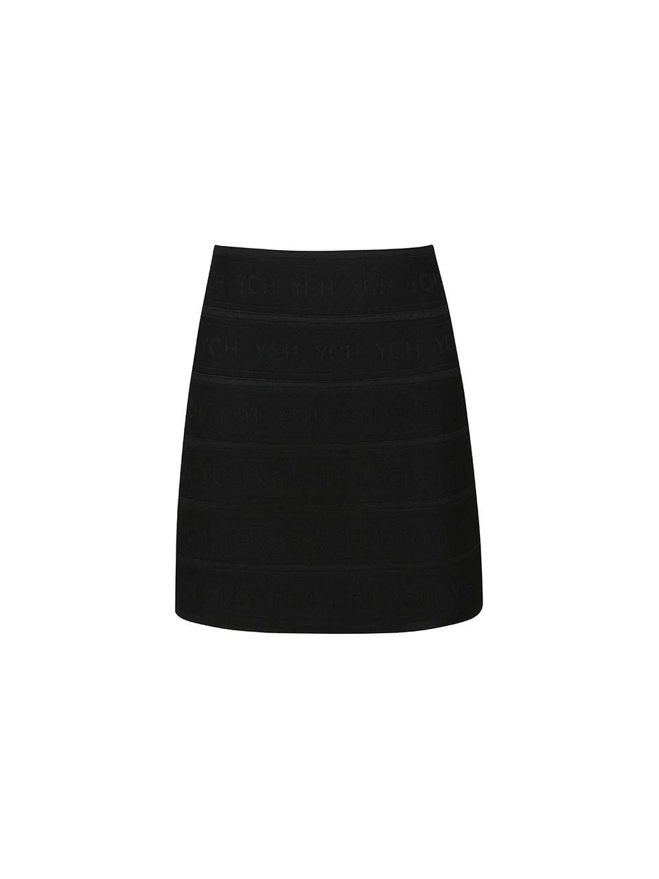 YCH LOGO-WAISTBAND MINI SKIRT (BLACK)
