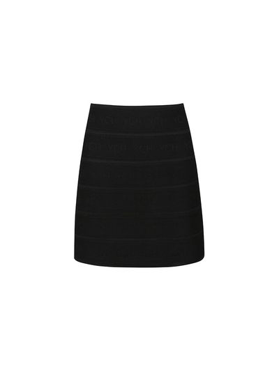 YCH LOGO-WAISTBAND MINI SKIRT (BLACK)