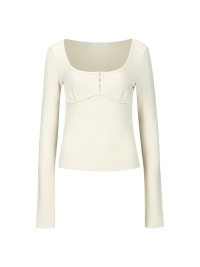 YCH LONG SLEEVE BUSTIER TOP CREAM (W24TS11031CR)