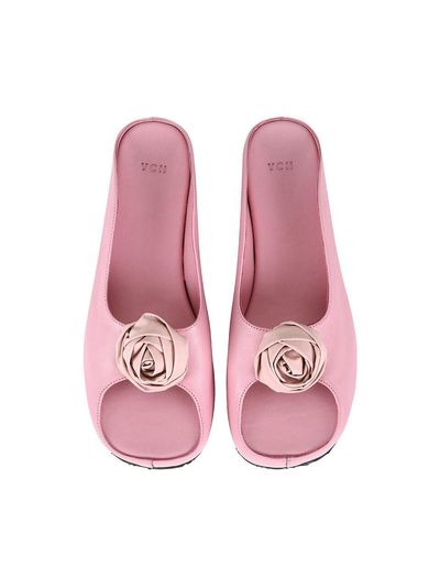 YCH OPEN TOE LEATHER CLOGS_PINK