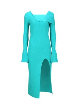 YCH RIBBED KNIT DRESS (GREEN)