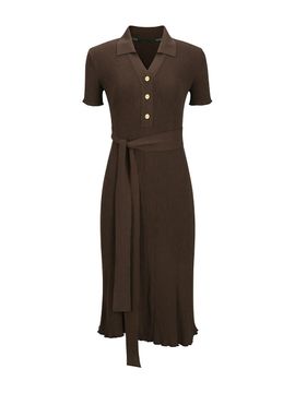 YCH RIBBED KNIT DRESS_BROWN