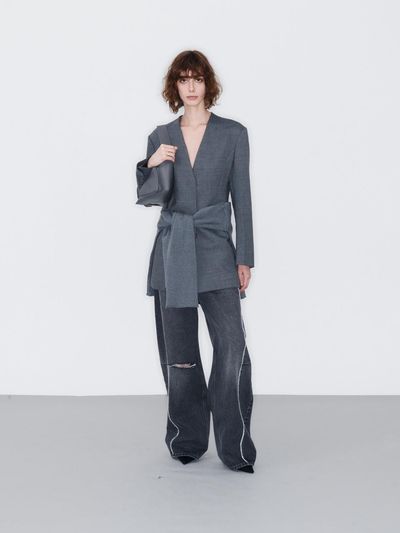 YCH SEAM-DETAIL WIDE LEG JEANS (GREY)
