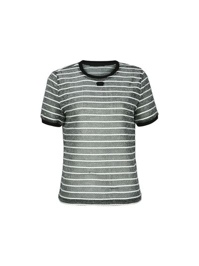 YCH SEQUIN STRIPE KNITTED SWEATER (BLACK & WHITE)