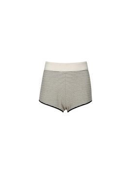 YCH STRIPED COTTON BLEND SHORT (CREAM)
