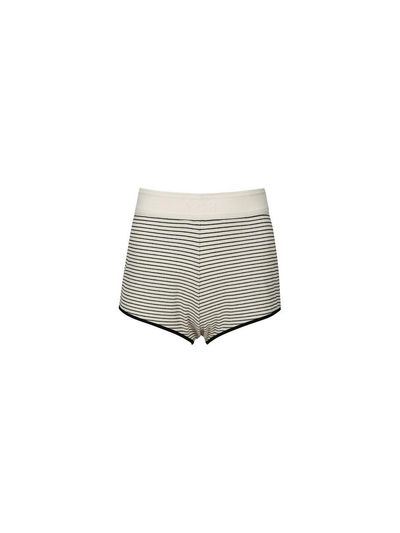 YCH STRIPED COTTON BLEND SHORT (CREAM)