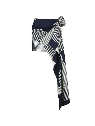 YCH STRIPED SILK MINI SKIRT (NAVY)