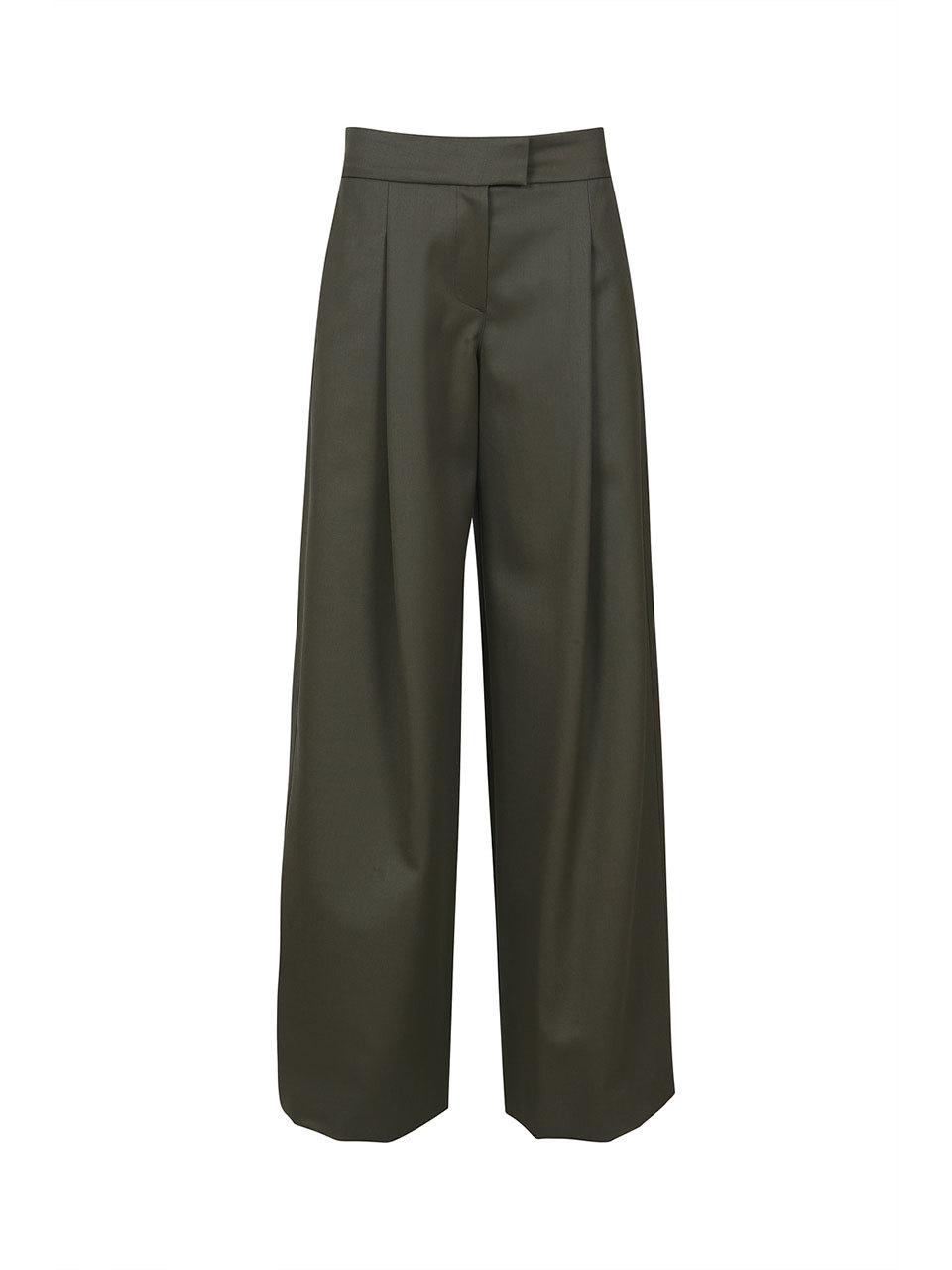 YCH WOOL TAILORED TROUSERS (BROWN)