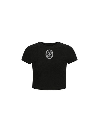 YCH Y-EMBROIDERED CROPPED TOP_BLACK